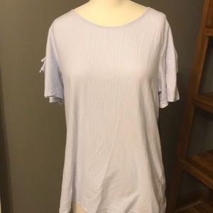 NWT pinstripe, tie sleeve sz L Banana Rep shirt